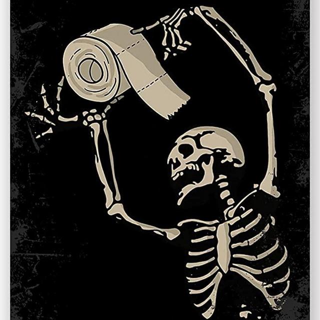 Funny Metal Tin Sign Retro Skeleton Decorate Tin Signs Wall Art Perfect For Home Washroom Bathroom Wall Decoration 8x12 Inch