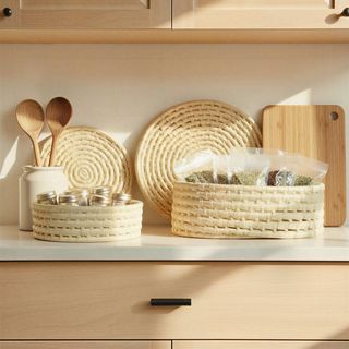Handwoven Corn Leaf Nestable 2-Piece Basket Set with Lids