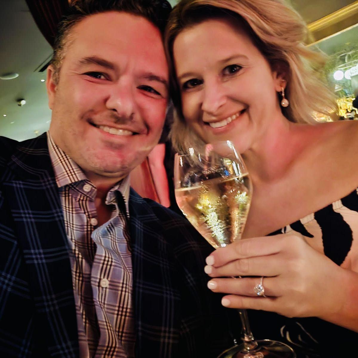 Our first photo as an engaged couple! Taken at the Monarque restaurant in Harbor East, Baltimore