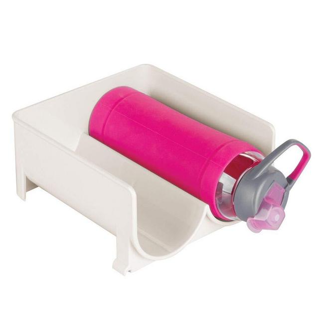 mDesign Plastic Freestanding Water Bottle Storage Organizer for Kitchen Countertop, Table, Pantry, Fridge - Holds Water Bottles, Pop/Soda, Wine, Beer - Stackable, 2 Bottles - Cream/Beige
