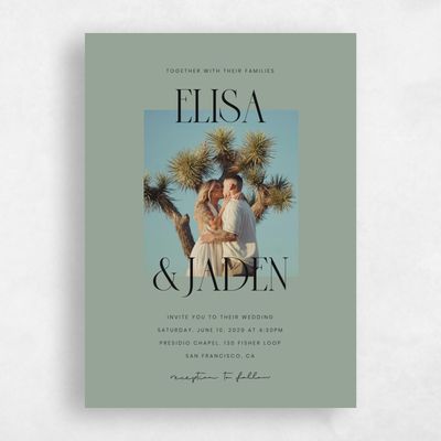 Sage, Green Wedding Invitation - Garrett Photo