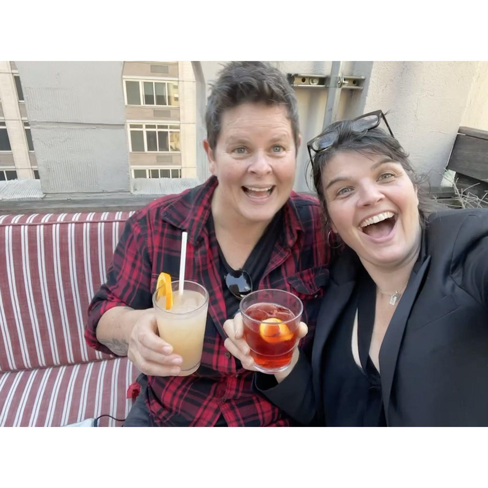 On a rooftop in Manhattan