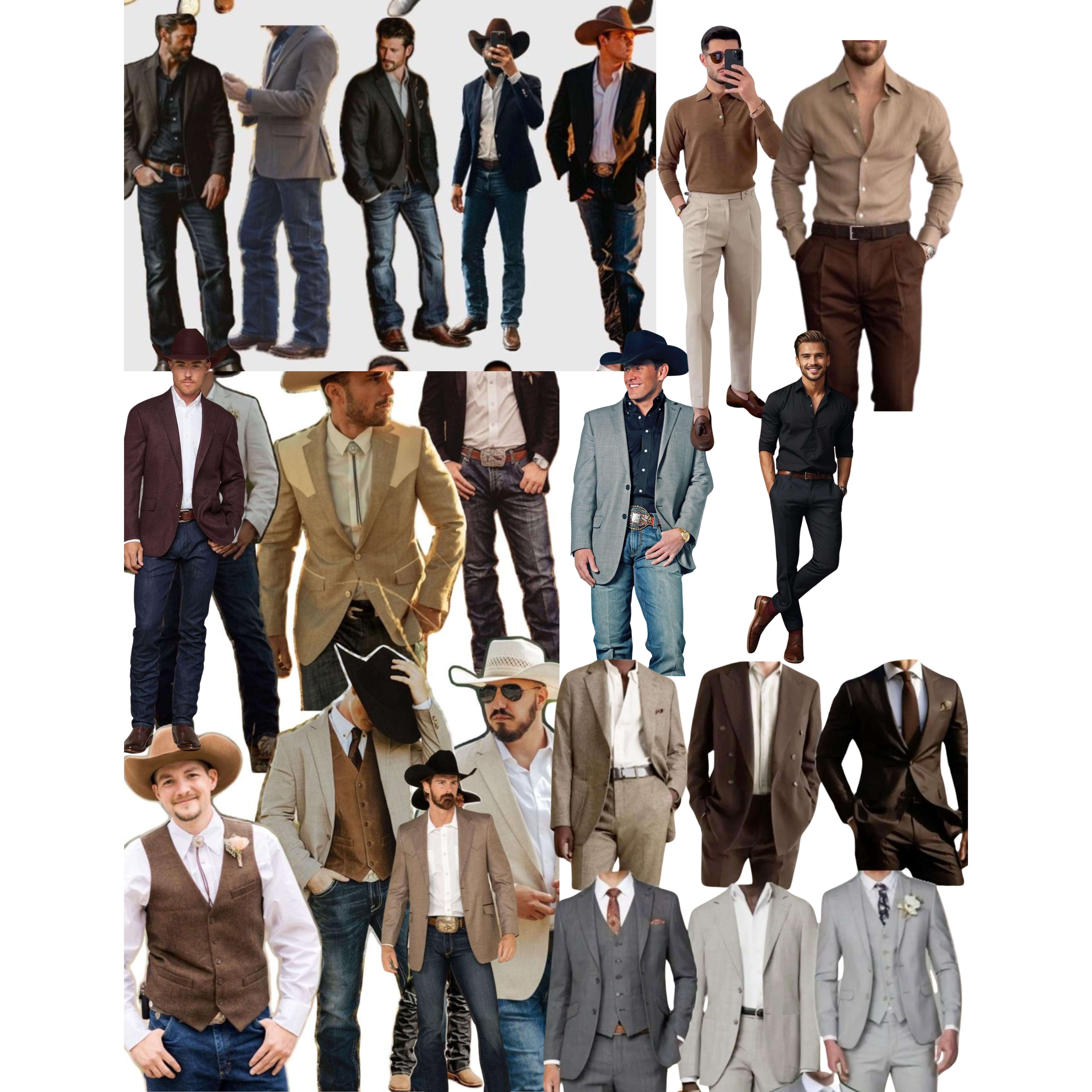 We kindly ask for formal wear, men okay to wear white. Here’s some inspo attire for our wedding. Hope this helps.