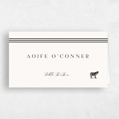 Beige Typography Wedding Place Card - Sarnai Beef