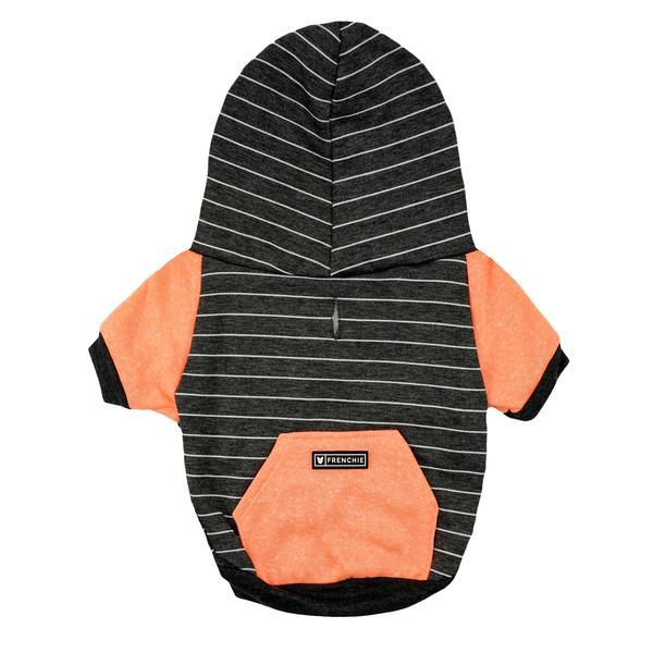 Frenchie Dog Hoodie - ORANGE AND GREY STRIPE