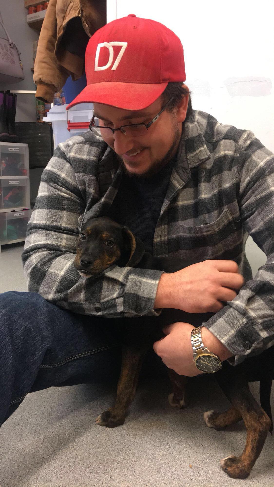 Arthur holding Dutch at the shelter the day that we adopted him.
April 1, 2017