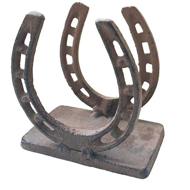 Comfy Hour Praying Antique and Vintage Collection Cast Iron Solid Heavy Horseshoe Napkin Holder, Aged Old Fashioned