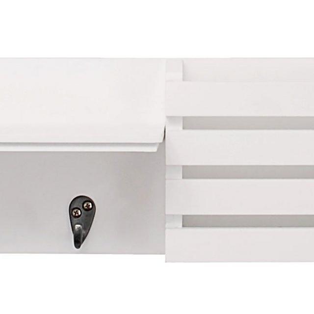 Kiera Grace Sydney Wall Shelf and Mail Holder with 3 Hooks, 24-Inch by 6-Inch, White