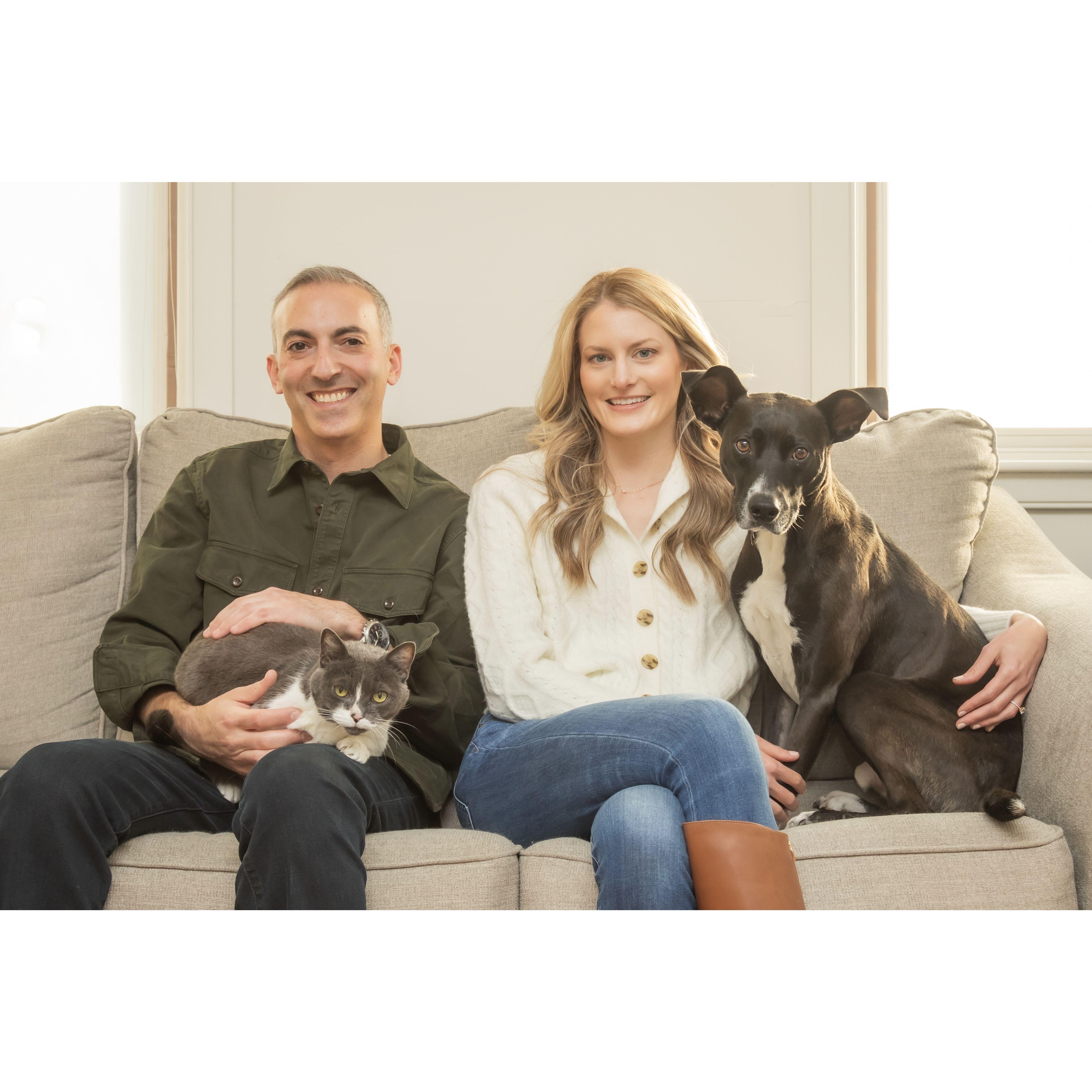 With our furry children, Alfie and Bosco (Oct 2024)