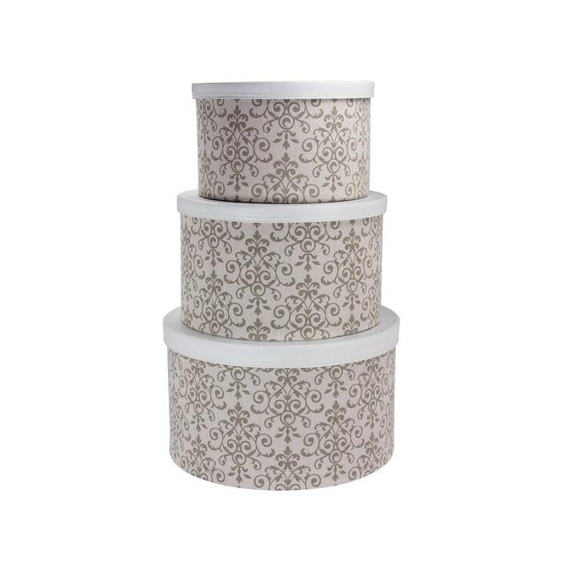 Round Hat Boxes with Lids, Set of 3