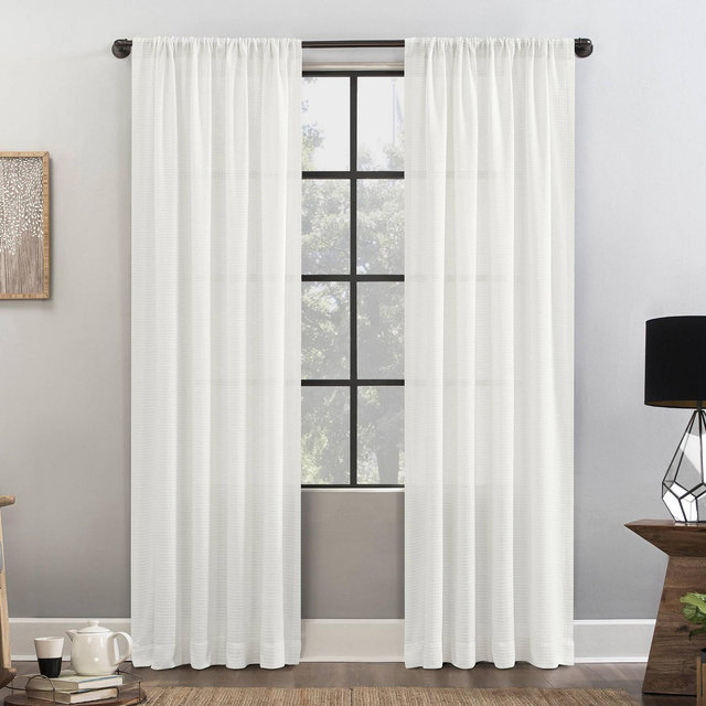84"x52" Waffle Texture Anti-Dust Light Filtering Curtain Panel White - Clean Window