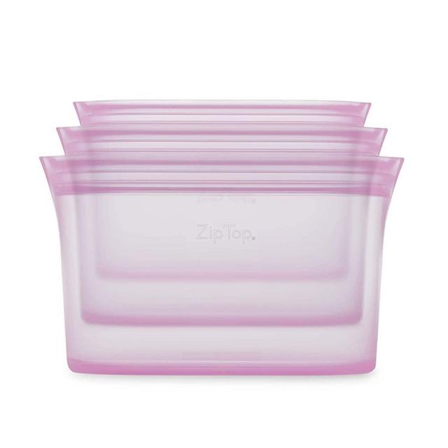 Zip Top Reusable 100% Silicone Food Storage Bags and Containers - 3 Dish Set - Lavender