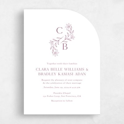 Red Half arch Wedding Invitation - Creston Classic