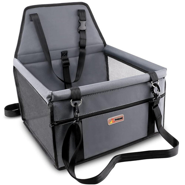Petbobi Small Dog Car Seat, Dog Car Booster Seat for Small Medium Dogs 5-15 lbs, Foldable Front Seat Safety with Sturdy PVC Tube Frame, Breathable Mesh, Grey