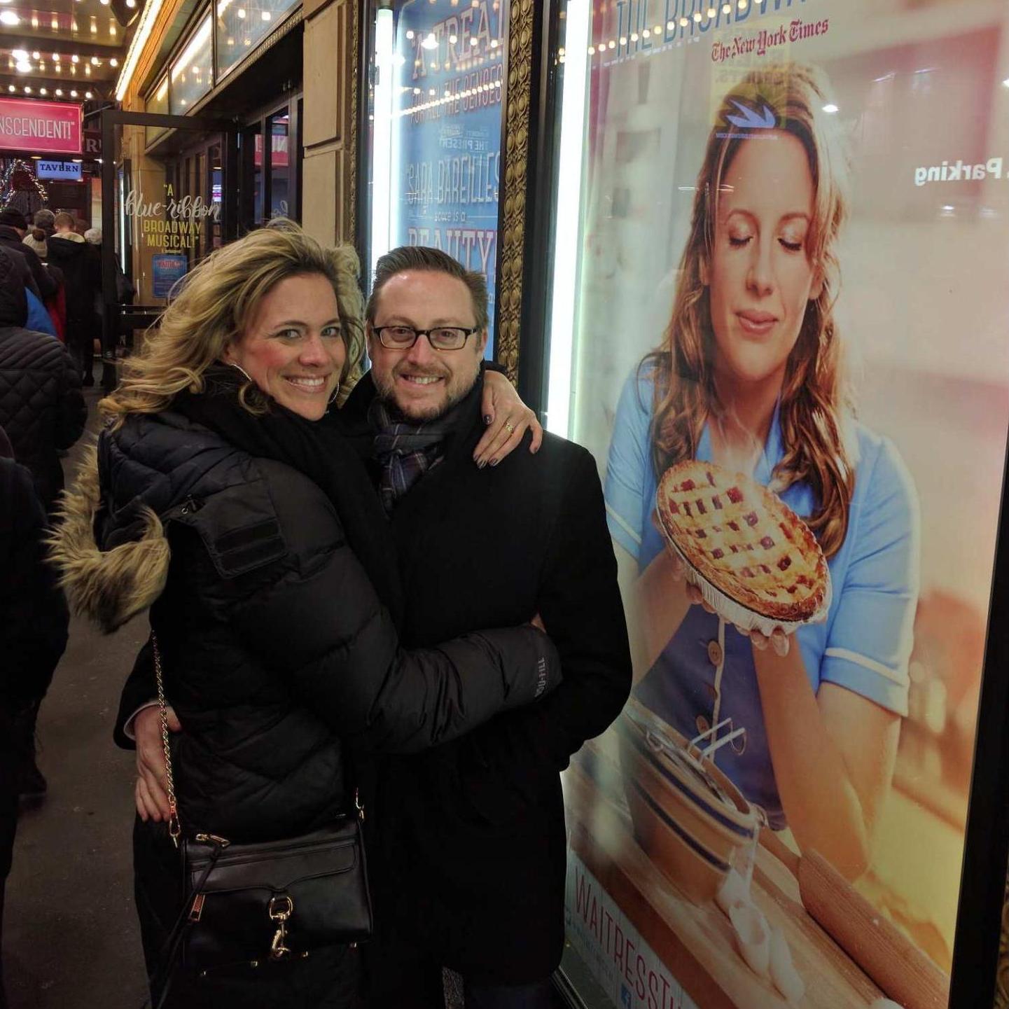 On Broadway outside the musical, The Waitress....thank you "Officiant" Ryan