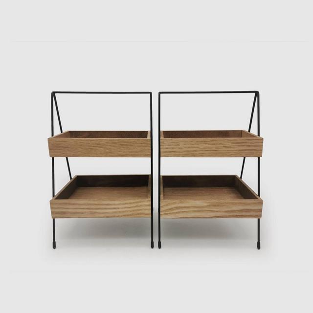 2ct Coffee Bar Rectangle Tiered Tray - Bullseye's Playground™