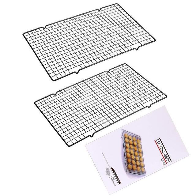 2 Pack Baking Cooling Rack Stainless Steel Non-Stick Heavy Duty Wire Oven Safe Roasting Rack Cooking Grill Tray for Biscuit Cake Bread 16?x 10?