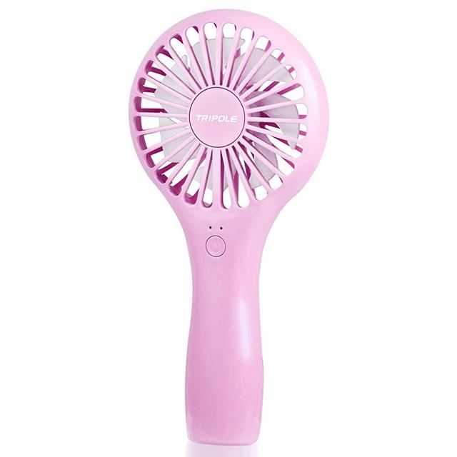 TriPole Handheld Mini Fan Battery Operated Small Personal Portable Fan Speed Adjustable USB Rechargeable Fan for Kids Girls Women Men Home Office Indoor Outdoor Travelling, Pink
