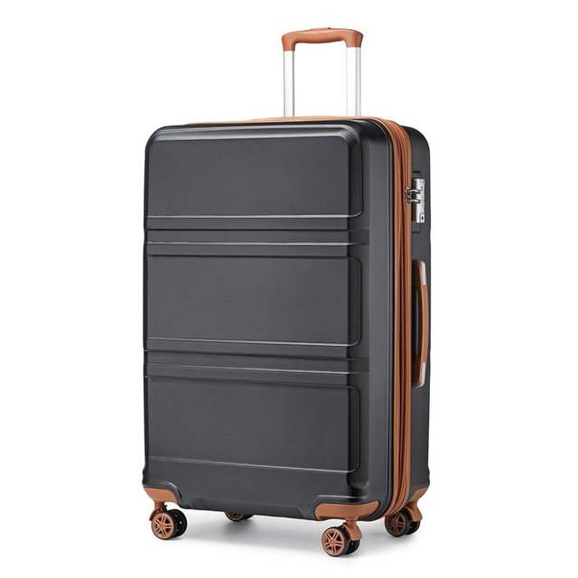 Kono 28 Inch Luggage Expandable Suitcase Lightweight with Spinner Wheels TSA Lock Hardside Large Checked Luggage Durable Rolling Suitcase Apricot Black