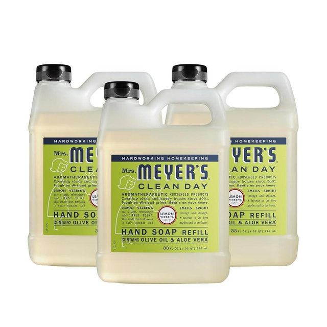 MRS. MEYER'S CLEAN DAY Liquid Hand Soap Refill Lemon Verbena, 3 Pack (33 oz)