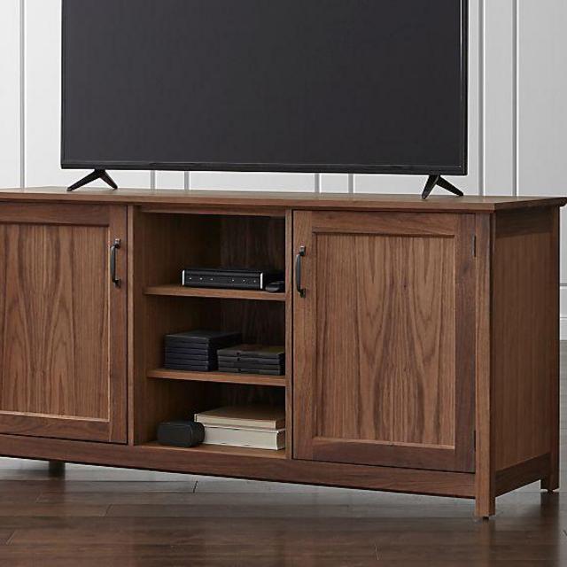 Ainsworth Walnut 64" Media Console with Glass/Wood Doors