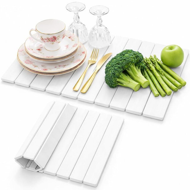 DEPATYA Stone Dish Drying Mat for Kitchen Counter, Easy to Clean Fast Absorbing Collapsible Quick Dry & 24” 16”
