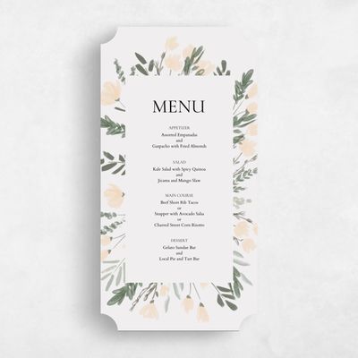 Grey Ticket Wedding Menu - Oaklyn
