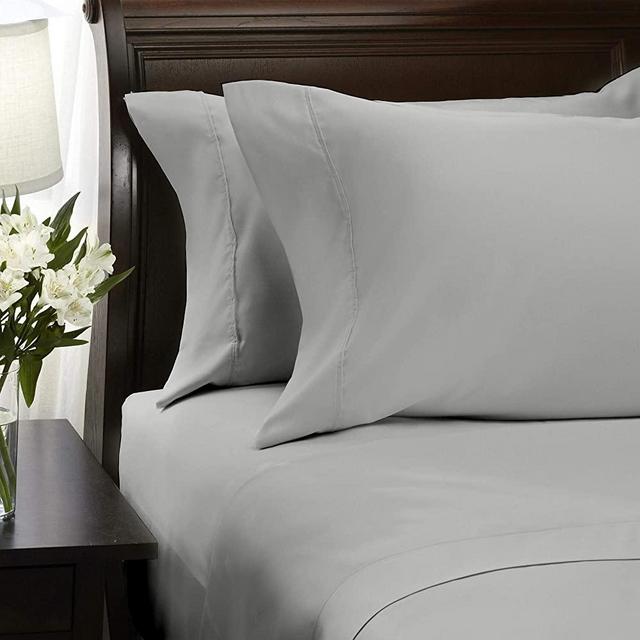 Hallmark Grey Sheets Sets for King Size Bed, Microfiber Sheets King Bed Sheets Set Deep Pocket，4 Piece Light Grey King Sheets