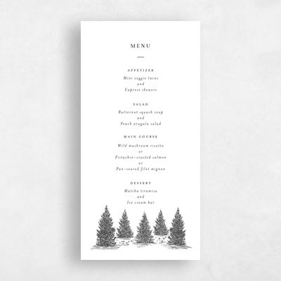 White Rustic Wedding Menu - Auburn