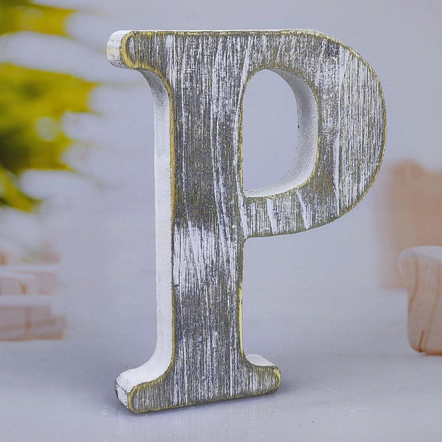 WOODOUNAI 8 Inch Wood Letters Unfinished Rustic Wood Letters for Wall Decor Decorative Standing Letters Slices Sign Board Decoration for Craft Home Party Projects (P)
