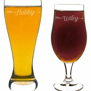 Hubby/Wifey Set of 2 Pilsner Glasses