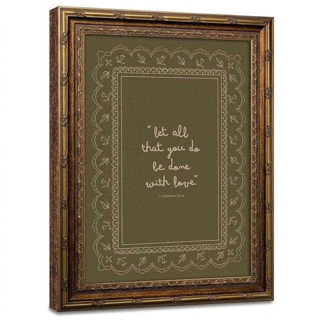 Framed Inspirational Bible Verse Wall Art Print “Let All That You Do Be Done with Love” Scripture Quote Picture with Vintage Christian Wall Decor for Living Room Bedroom Office 16x24 Inches