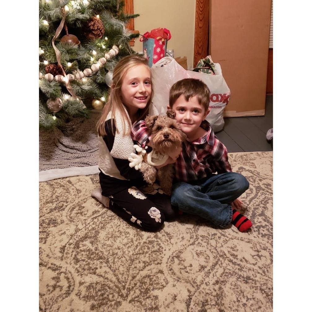 Niece and Nephew of the Groom with our dog Willow