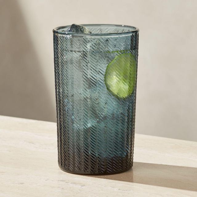 Stroke 19-Ounce Teal Textured Highball Glass