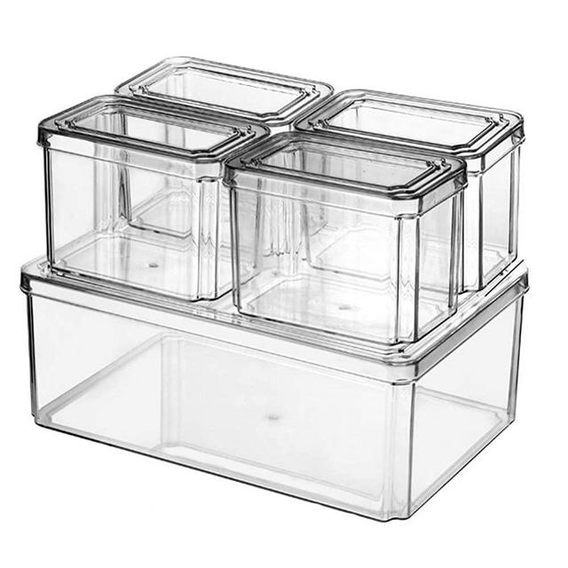 cufuller Food Storage Containers with Lids Refrigerator Organizer Plastic Freezer Containers for Fish, Meat, Fruits and Vegetables Kitchen Pantry