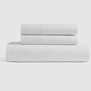 Percale Fitted Sheet Set - Queen, Solid White, Without Flat Sheet