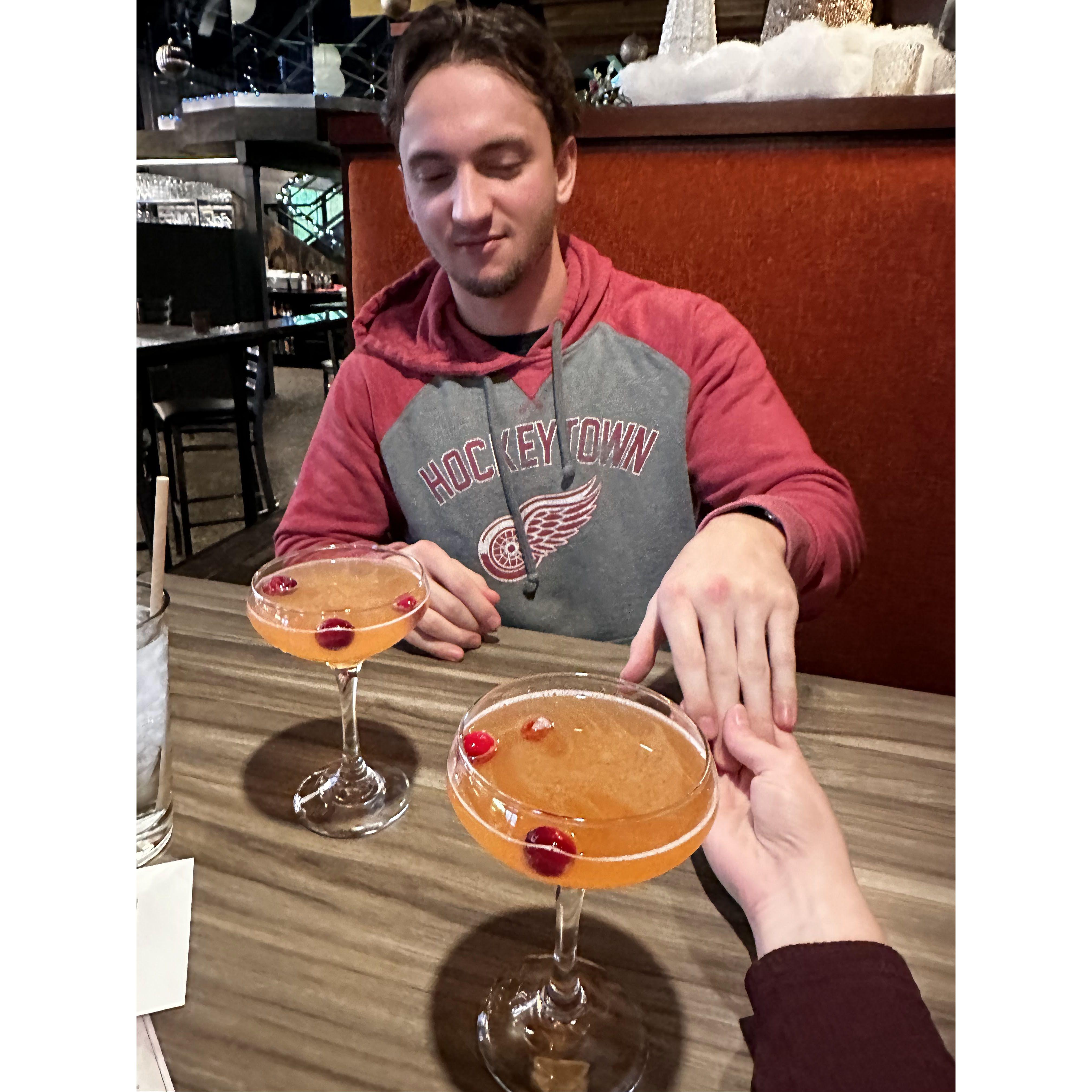 Getting fall drinks at Zerbos restaurant