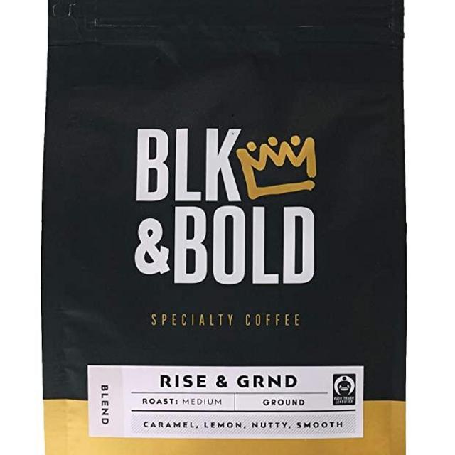 BLK & Bold | Rise & GRND Coffee Blend | Fair Trade Certified | Medium Roast | Ground Coffee | 12 oz. bag