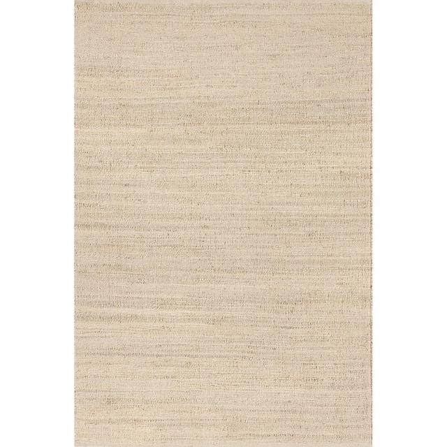 Nuloom 6x9 Elfriede Jute & Cotton Hand Woven Area Rug, Natural, Solid Rustic Farmhouse Style Natural Fiber Bedroom, Living Room,