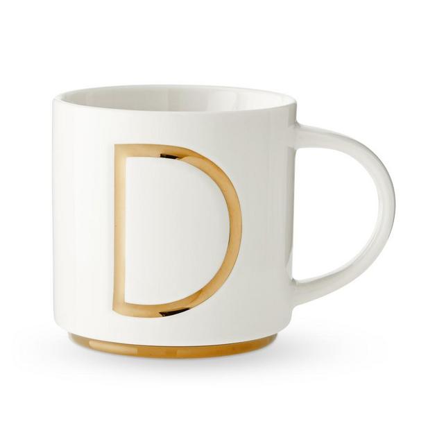 Gold Monogram Mug, D