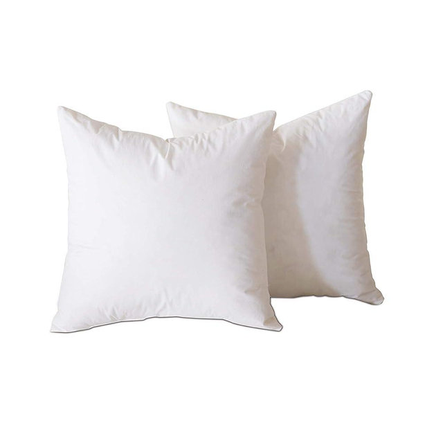 19x19 Hypoallergenic Luxury 100% Small Feather Square Pillow Insert, 100% Cambric Cotton Shell, Never Vacuum-Packed, Odorless, Made in USA, Set of 2