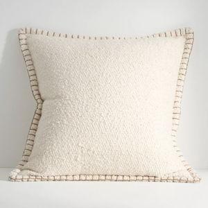 Curtis Bouclé Blanket-Stitch Pillow