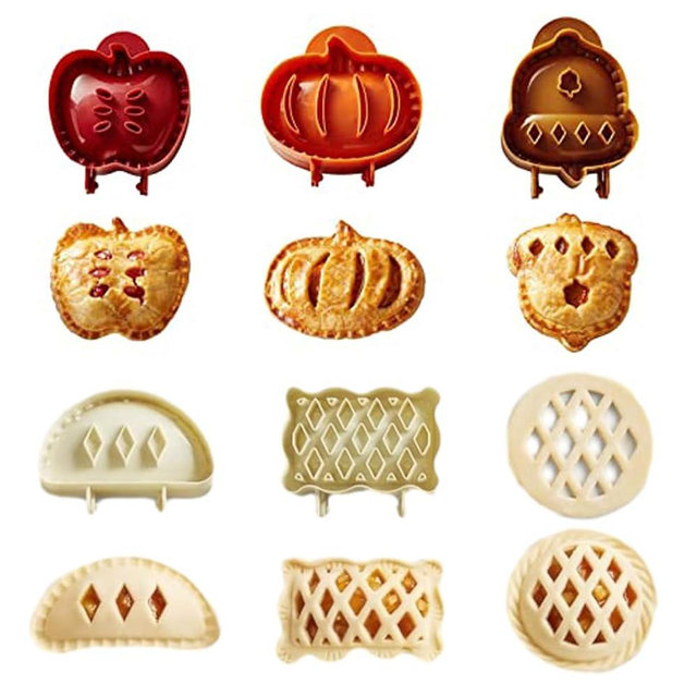 Holiday Mini Pie Mold, Mini Apple Pie Molds, Hand Pie Press Mold Maker for Baking, Party Potluck Hand Pie Molds, for Festivals and Parties (6Pcs-B)