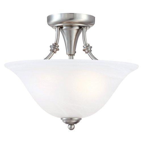 Hardware House 544676 Bristol 13-by-11-Inch 2-Light Semi-Flush Ceiling Fixture with Brushed-Nickel Finish and Alabaster-Glass Shade