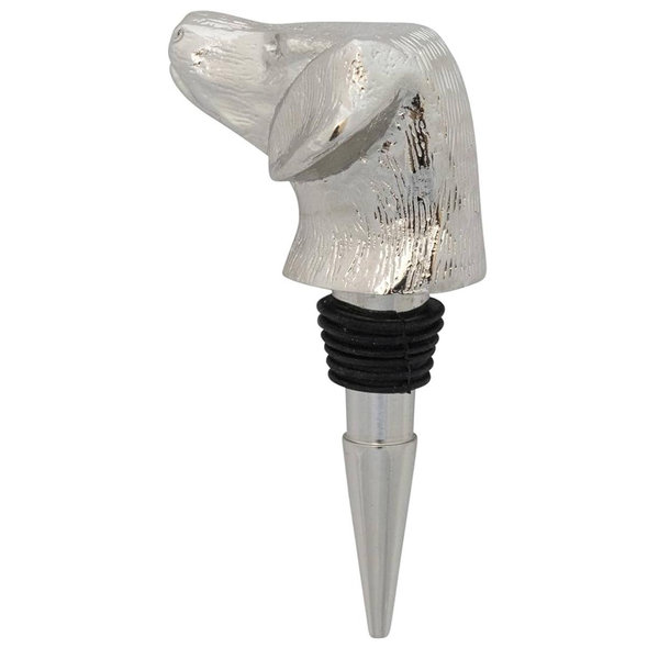 Creative Co-Op Cast Aluminum Dog Head Bottle Stopper in Kraft Box, Nickel Finish