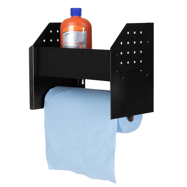 Iron Forge Tools Garage Paper Towel Holder Wall Mount with Shelf - Garage & Storage Shed Organizer for Shop Towels, Trailer Accessories for Workshop