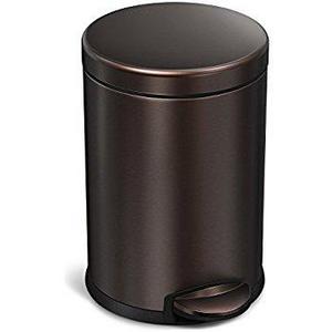 simplehuman Mini Round Step Trash Can, Dark Bronze Stainless Steel, 4.5 L / 1.2 Gal
