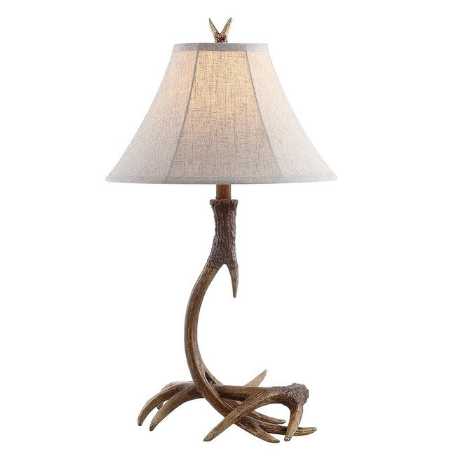 JONATHAN Y JYL6305A Antler 27.5" Rustic Resin LED Table Lamp Traditional Bedside Desk Nightstand Lamp for Bedroom Living Room Office College Bookcase LED Bulb Included, Brown