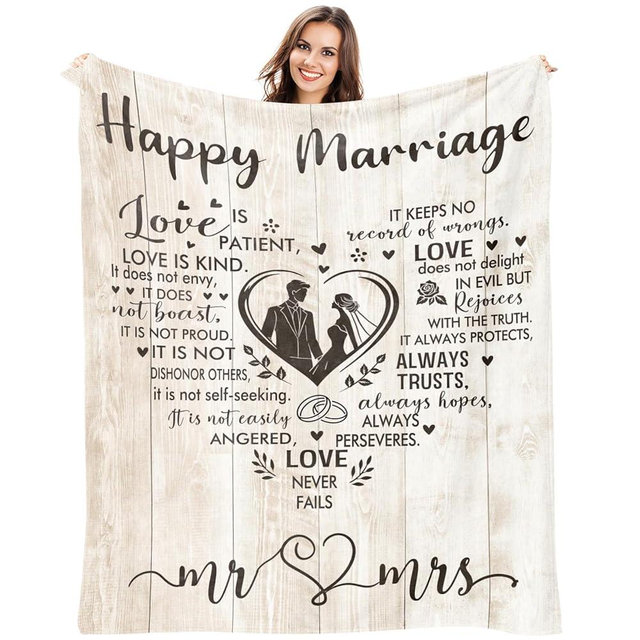 Kazdan Wedding Gifts for Couples 2025 Blanket, Bridal Shower Gifts, Engagement Gifts for Couples, Newlyweds, Bridal Shower Gifts for Bride to Be, Anniversary Mr and Mr Throw Blanket 50"x60"