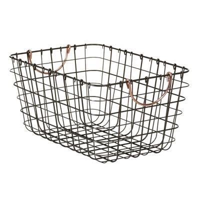 Wire Basket With Gray Finish And Copper Handle 16"X11"X8" - Threshold™